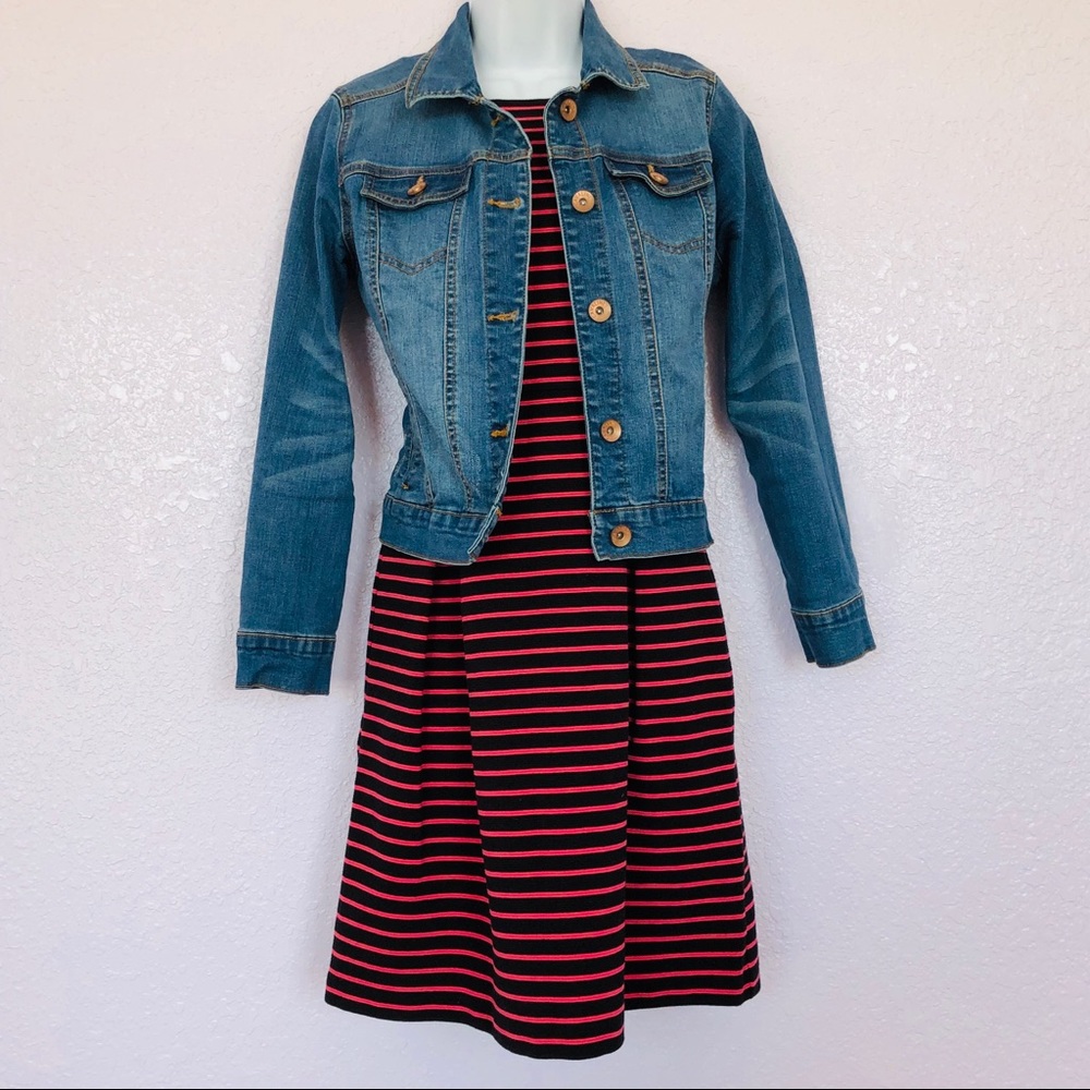 Talbots pink and black stripe dress 2P - Picture 3 of 8